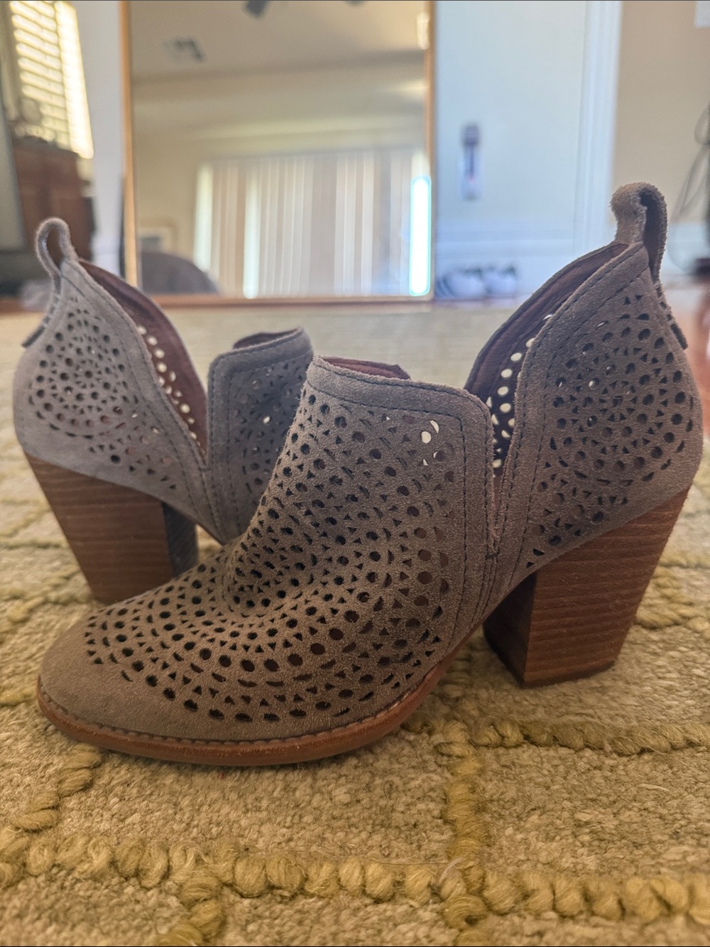 Jeffrey Campbell size 8: Women’s Taupe Perforated Suede Ankle Booties